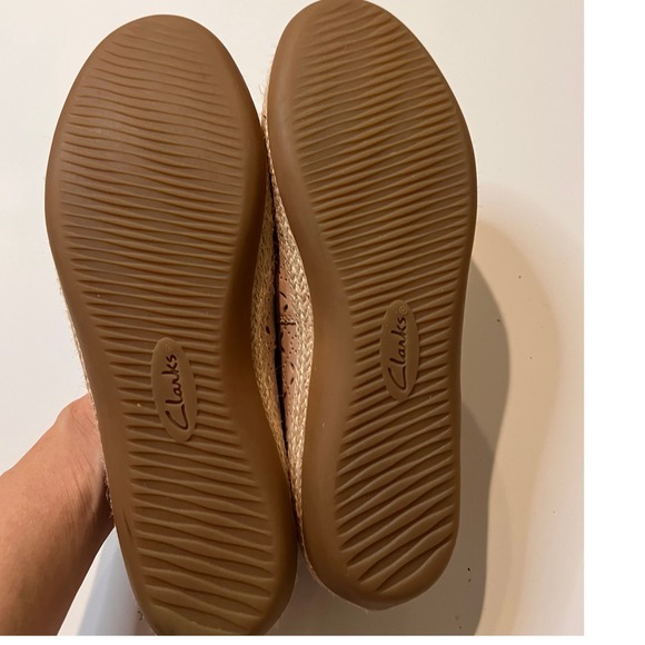 Clarks Collection Ballet Flats Women's‎ Shoes Tan Leather Perforated Espadrille - Picture 15 of 16